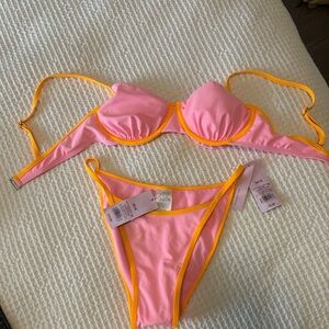Target Wild Fable Pink and Orange Women’s Two-Piece Swim Bikini